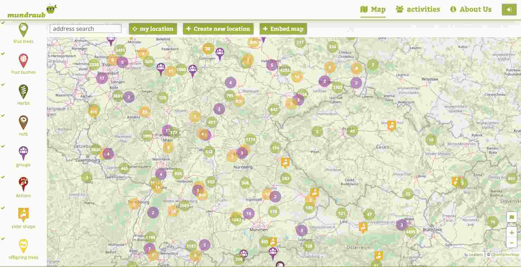 map of public fruit trees